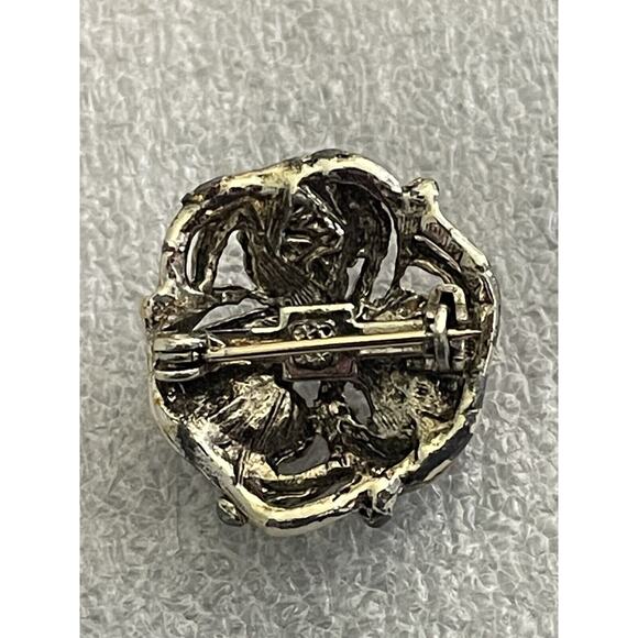 Vintage WMCA White Metal Casters Association White Rhinestone Brooch Pin - Picture 2 of 4